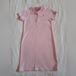 Vineyard Vines girl's size Large or 14 polo style dress pink & white stripes